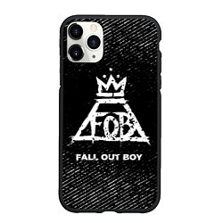 Чехол iPhone 11 Pro матовый Fall Out Boy с потертостями на темном фоне, цвет: 3D-черный