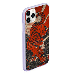Чехол iPhone 11 Pro матовый Тигр в японском стиле, цвет: 3D-светло-сиреневый — фото 2