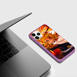 Чехол iPhone 11 Pro матовый Клинок, рассекающий демонов Ренгоку, цвет: 3D-фиолетовый — фото 2