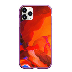 Чехол iPhone 11 Pro матовый Красно-оранжевый камень, цвет: 3D-фиолетовый