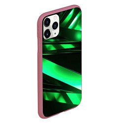 Чехол iPhone 11 Pro матовый Зеленая неоновая абстракция, цвет: 3D-малиновый — фото 2