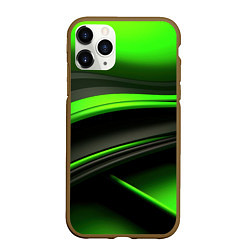 Чехол iPhone 11 Pro матовый Black green textureпоп