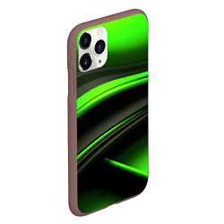 Чехол iPhone 11 Pro матовый Black green textureпоп, цвет: 3D-коричневый — фото 2
