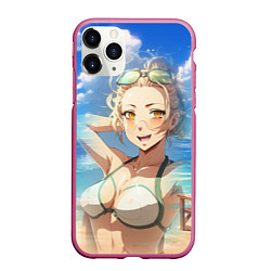Чехол iPhone 11 Pro матовый Милая блондинка на пляже