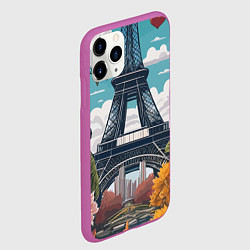 Чехол iPhone 11 Pro матовый Эйфелева башня в цветах, цвет: 3D-фиолетовый — фото 2