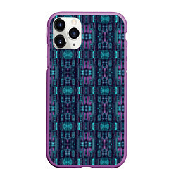 Чехол iPhone 11 Pro матовый Розово-фиолетовый киберпанк