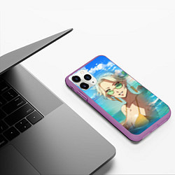 Чехол iPhone 11 Pro матовый Блондинка в солнечных очках, цвет: 3D-фиолетовый — фото 2