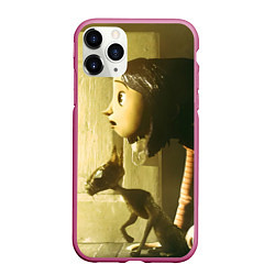 Чехол iPhone 11 Pro матовый Коралина в стране кошмаров дверца, цвет: 3D-малиновый