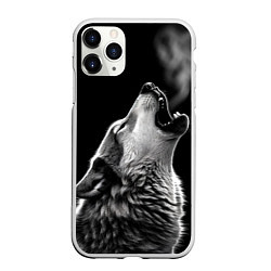 Чехол iPhone 11 Pro матовый Воющий волк в ночи