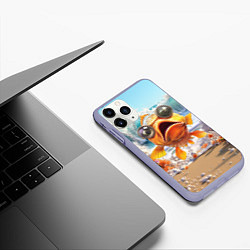 Чехол iPhone 11 Pro матовый Карп рыба, цвет: 3D-светло-сиреневый — фото 2