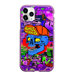 Чехол iPhone 11 Pro матовый Humble minds - skull - graffiti, цвет: 3D-фиолетовый