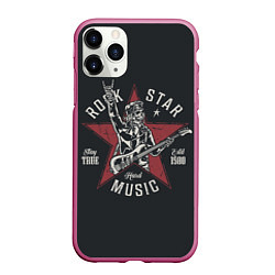 Чехол iPhone 11 Pro матовый Rockstar music, цвет: 3D-малиновый