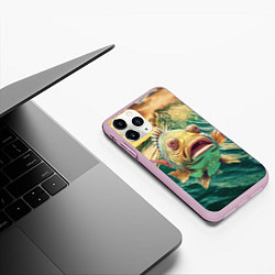 Чехол iPhone 11 Pro матовый Большой золотой карп, цвет: 3D-розовый — фото 2