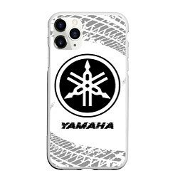 Чехол iPhone 11 Pro матовый Yamaha speed на светлом фоне со следами шин