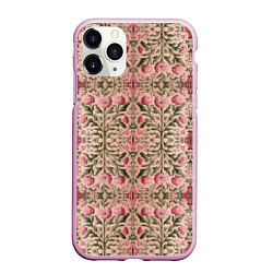 Чехол iPhone 11 Pro матовый Переплетение из розовых цветов