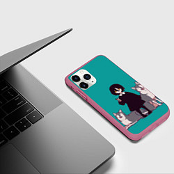 Чехол iPhone 11 Pro матовый Наюта с песиками, цвет: 3D-малиновый — фото 2