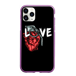 Чехол iPhone 11 Pro матовый Heart grenade, цвет: 3D-фиолетовый