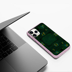 Чехол iPhone 11 Pro матовый Зелёная электросхема, цвет: 3D-розовый — фото 2