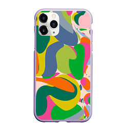 Чехол iPhone 11 Pro матовый Краски абстрактные линии, цвет: 3D-светло-сиреневый