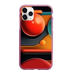 Чехол iPhone 11 Pro матовый Геометрия фигур, цвет: 3D-малиновый