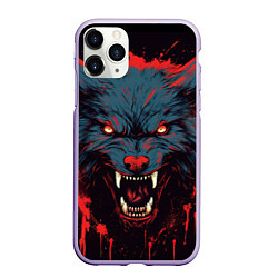 Чехол iPhone 11 Pro матовый Red blue wolf