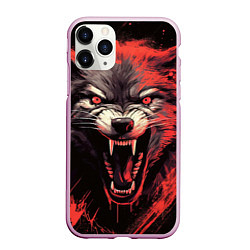 Чехол iPhone 11 Pro матовый Злой волк, цвет: 3D-розовый