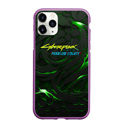 Чехол iPhone 11 Pro матовый Cyberpunk 2077 phantom liberty green, цвет: 3D-фиолетовый