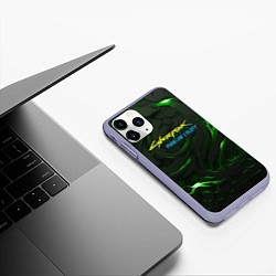 Чехол iPhone 11 Pro матовый Cyberpunk 2077 phantom liberty green, цвет: 3D-светло-сиреневый — фото 2