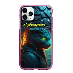 Чехол iPhone 11 Pro матовый Сyberpunk 2077 phantom liberty cat, цвет: 3D-малиновый