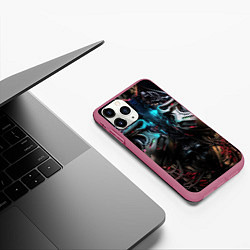 Чехол iPhone 11 Pro матовый Броня в стиле киберпанк, цвет: 3D-малиновый — фото 2