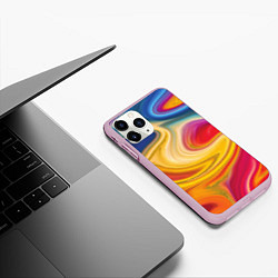 Чехол iPhone 11 Pro матовый Цветная волна, цвет: 3D-розовый — фото 2