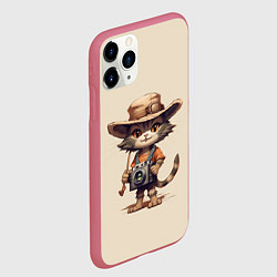 Чехол iPhone 11 Pro матовый Котенок в майке с фотоаппаратом, цвет: 3D-малиновый — фото 2