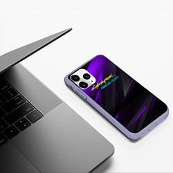 Чехол iPhone 11 Pro матовый Cyberpunk 2077 phantom liberty dark logo, цвет: 3D-светло-сиреневый — фото 2