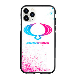 Чехол iPhone 11 Pro матовый SsangYong neon gradient style