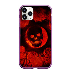 Чехол iPhone 11 Pro матовый Gears of War красный, цвет: 3D-фиолетовый