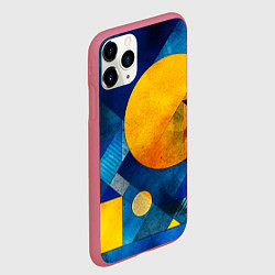 Чехол iPhone 11 Pro матовый Жёлтая и синяя геометрия, цвет: 3D-малиновый — фото 2