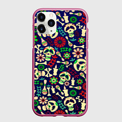 Чехол iPhone 11 Pro матовый Мексиканский карнавал - Carnaval Mexicano, цвет: 3D-малиновый
