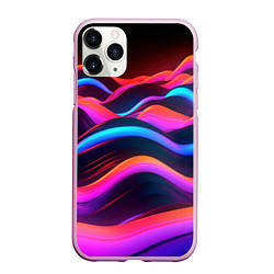 Чехол iPhone 11 Pro матовый Неоновые фиолетовые волны, цвет: 3D-розовый