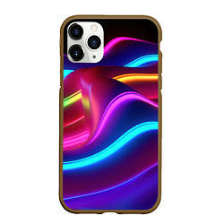 Чехол iPhone 11 Pro матовый Неоновые волны фиолетового оттенка, цвет: 3D-коричневый
