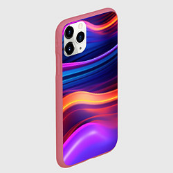 Чехол iPhone 11 Pro матовый Волнистые неоновые линии, цвет: 3D-малиновый — фото 2