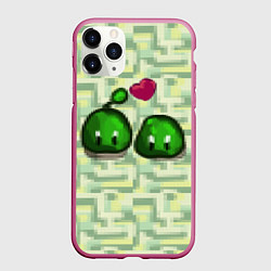 Чехол iPhone 11 Pro матовый Зеленые слаймы стардью, цвет: 3D-малиновый