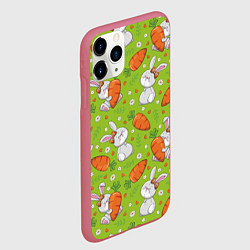 Чехол iPhone 11 Pro матовый Летние зайчики, цвет: 3D-малиновый — фото 2