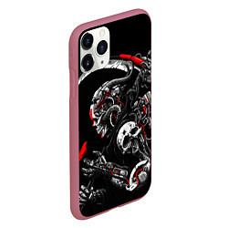 Чехол iPhone 11 Pro матовый Cyberpunk death, цвет: 3D-малиновый — фото 2