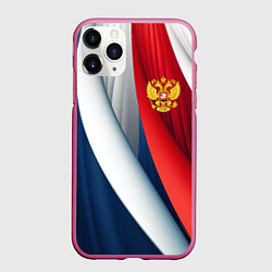 Чехол iPhone 11 Pro матовый Герб России абстракция, цвет: 3D-малиновый