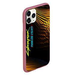 Чехол iPhone 11 Pro матовый Black yellow cyberpunk phantom liberty, цвет: 3D-малиновый — фото 2