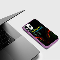Чехол iPhone 11 Pro матовый Призрачная свобода зеленое свечение, цвет: 3D-фиолетовый — фото 2