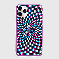 Чехол iPhone 11 Pro матовый Оптическая иллюзия глитч, цвет: 3D-фиолетовый
