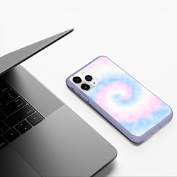 Чехол iPhone 11 Pro матовый Тай дай пастель, цвет: 3D-светло-сиреневый — фото 2