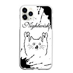 Чехол iPhone 11 Pro матовый Nightwish рок кот на светлом фоне