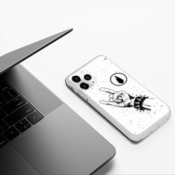 Чехол iPhone 11 Pro матовый Thousand Foot Krutch и рок символ, цвет: 3D-белый — фото 2